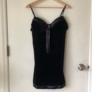 Vintage Velvet Nightgown Black Medium Built in Bra